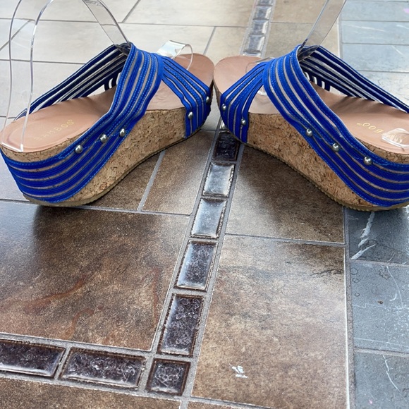 Bamboo Blue with Mesh Chris across Platform Sandals - Picture 4 of 7